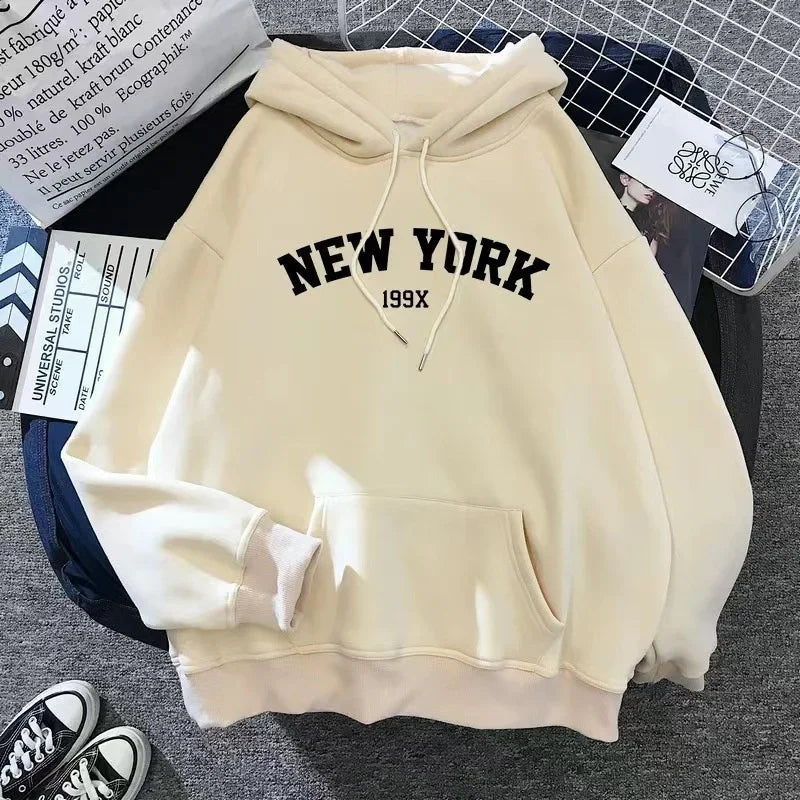 NY Letter Oversized Fleece Hoodie