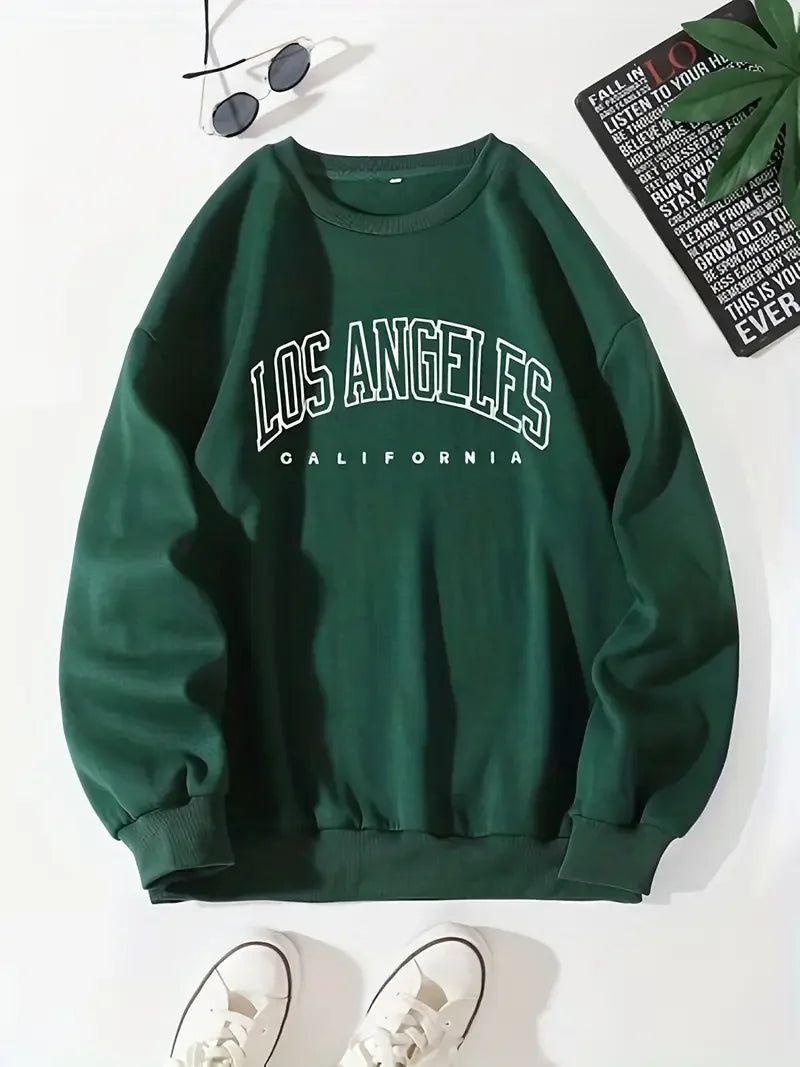 LA Letter Print Pullover Hoodie