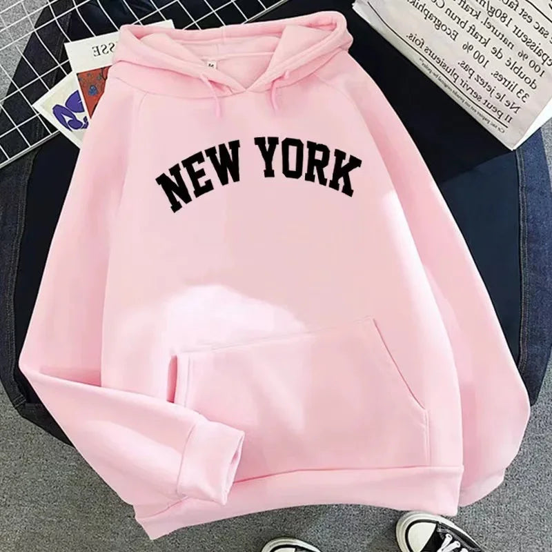 NY Letter Oversized Fleece Hoodie