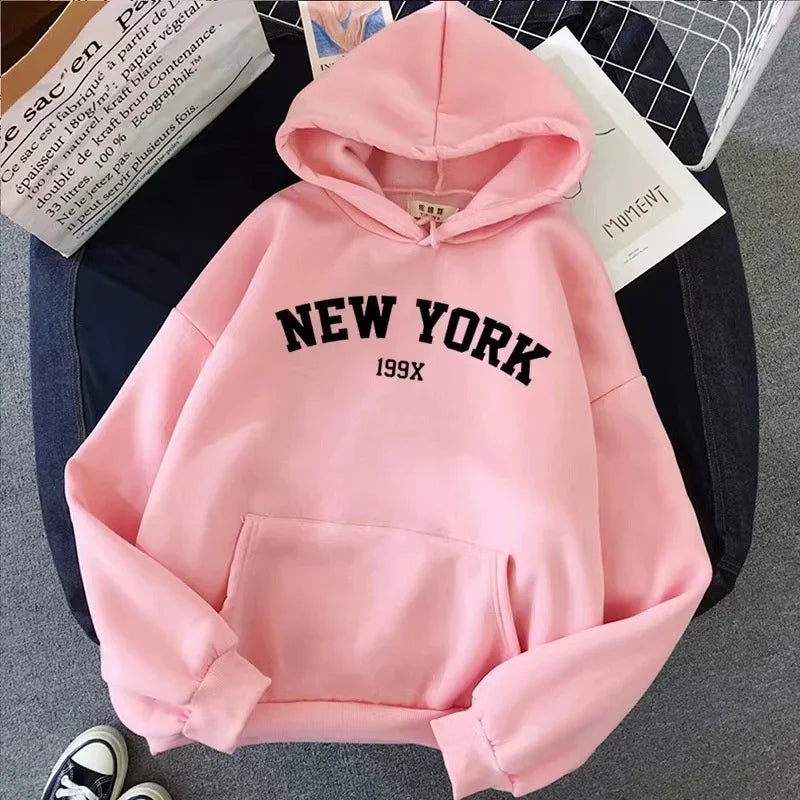 NY Letter Oversized Fleece Hoodie