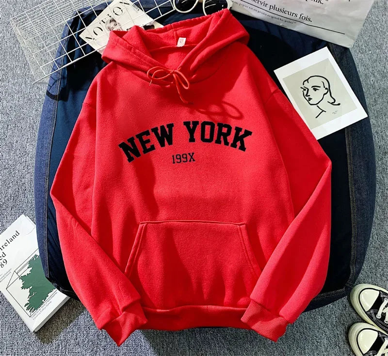 NY Letter Oversized Fleece Hoodie