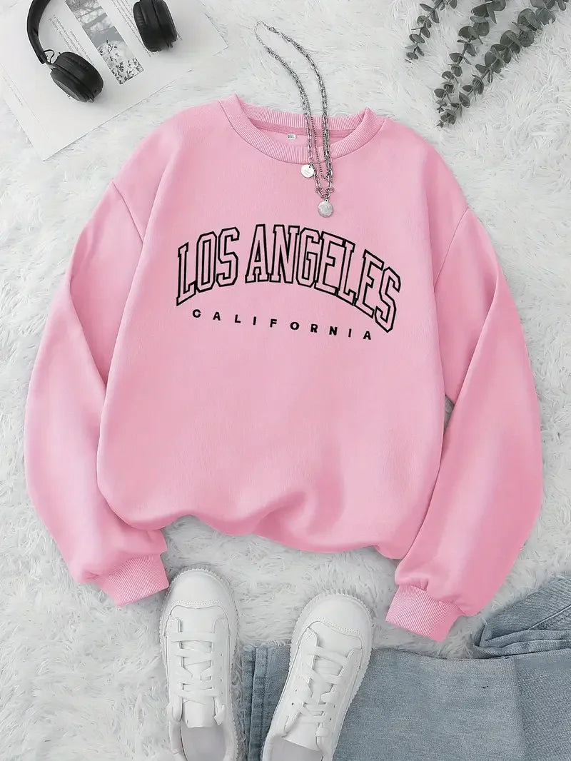 LA Letter Print Pullover Hoodie