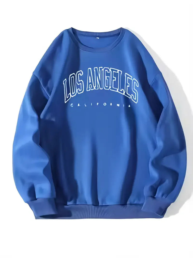 LA Letter Print Pullover Hoodie