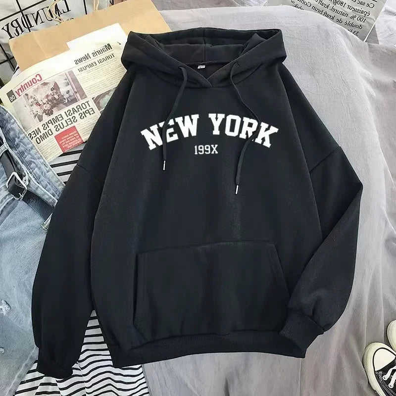 NY Letter Oversized Fleece Hoodie