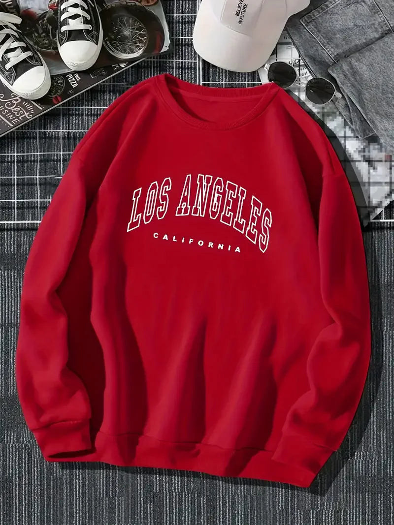 LA Letter Print Pullover Hoodie