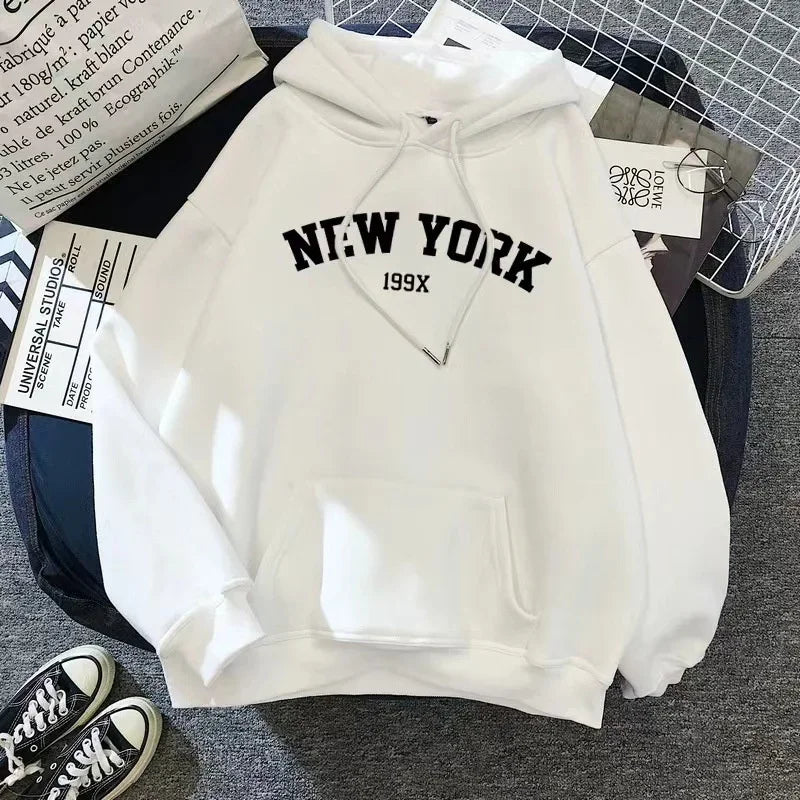 NY Letter Oversized Fleece Hoodie