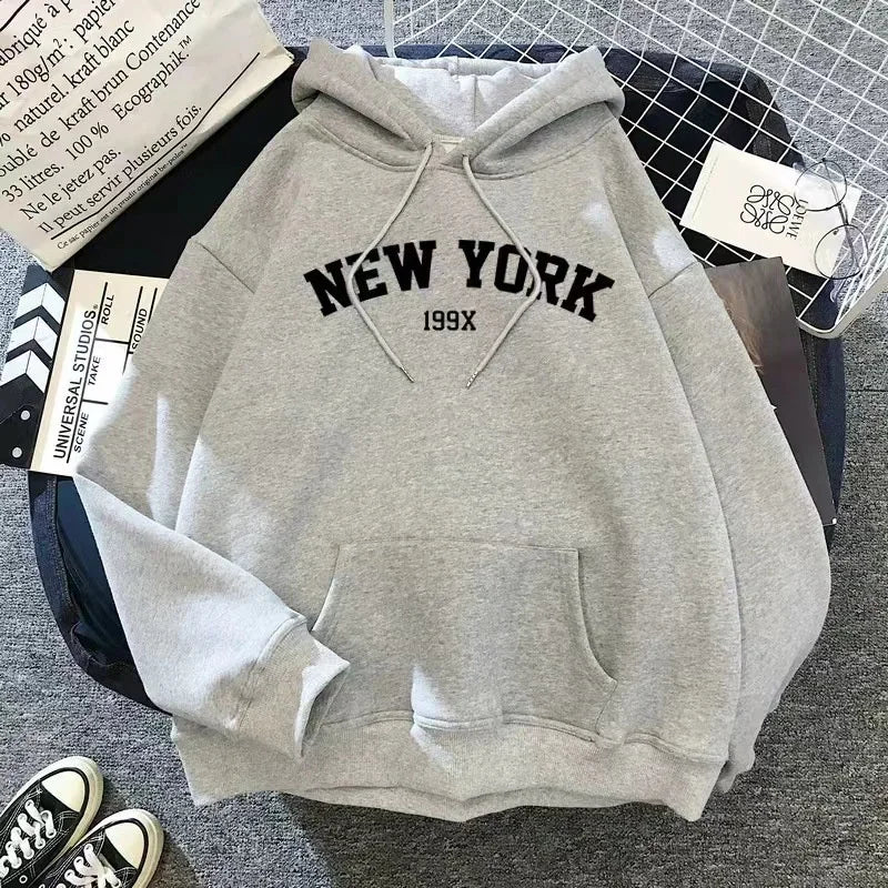 NY Letter Oversized Fleece Hoodie