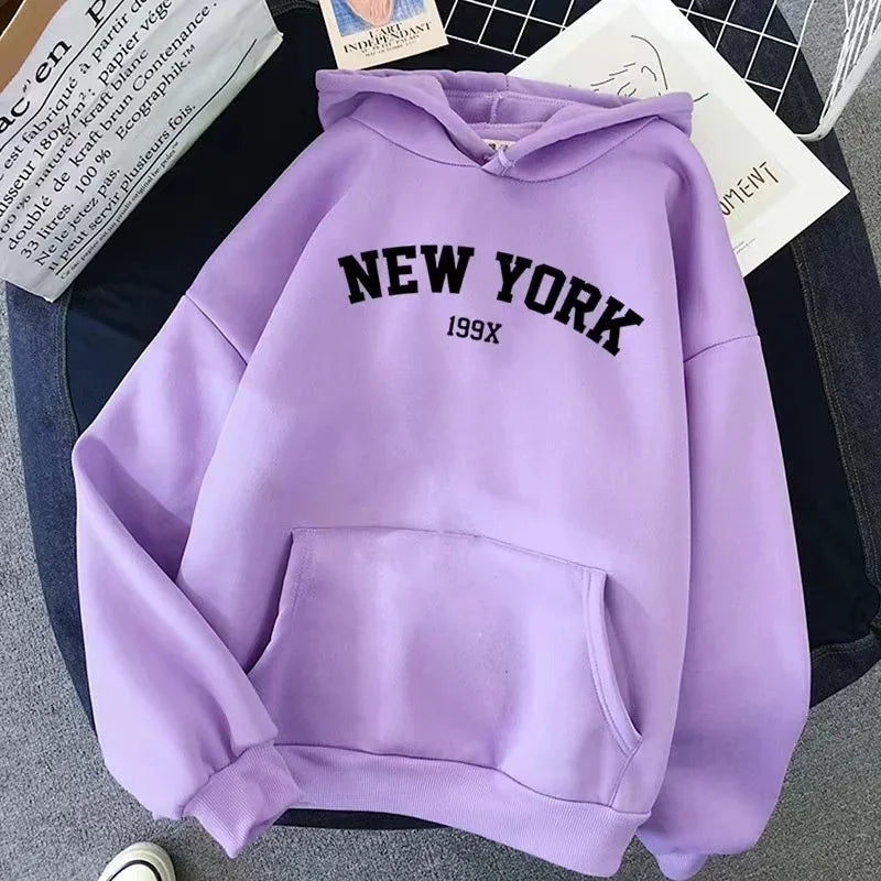 NY Letter Oversized Fleece Hoodie