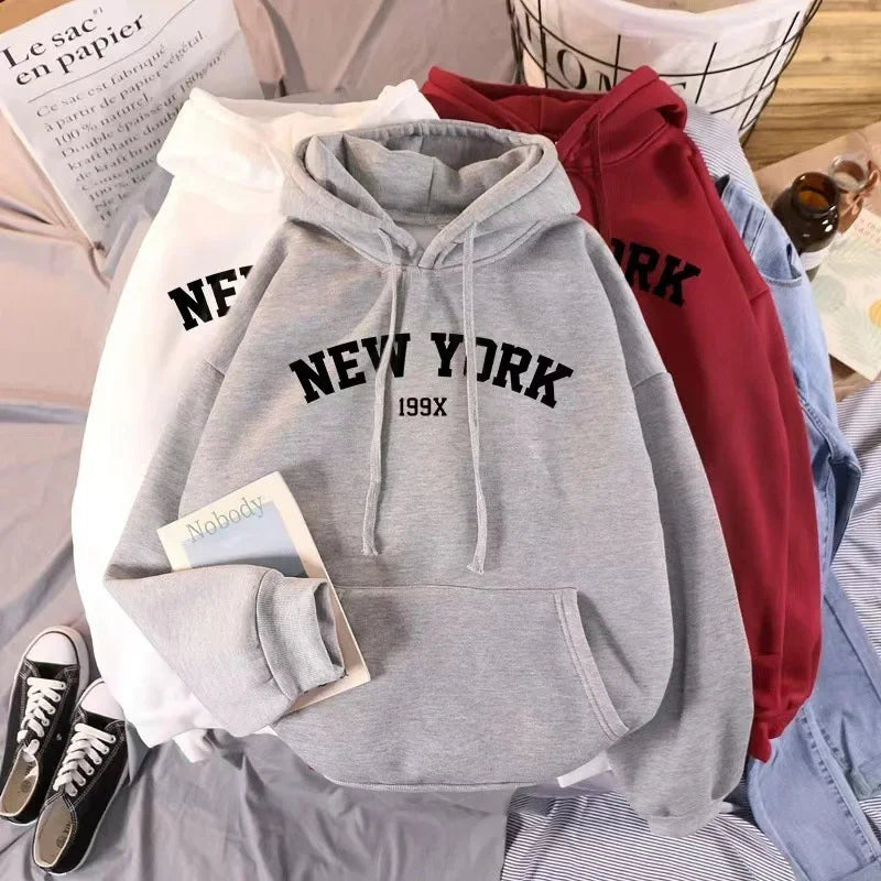 NY Letter Oversized Fleece Hoodie