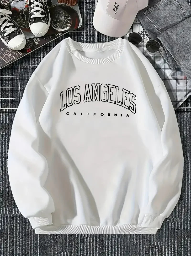 LA Letter Print Pullover Hoodie