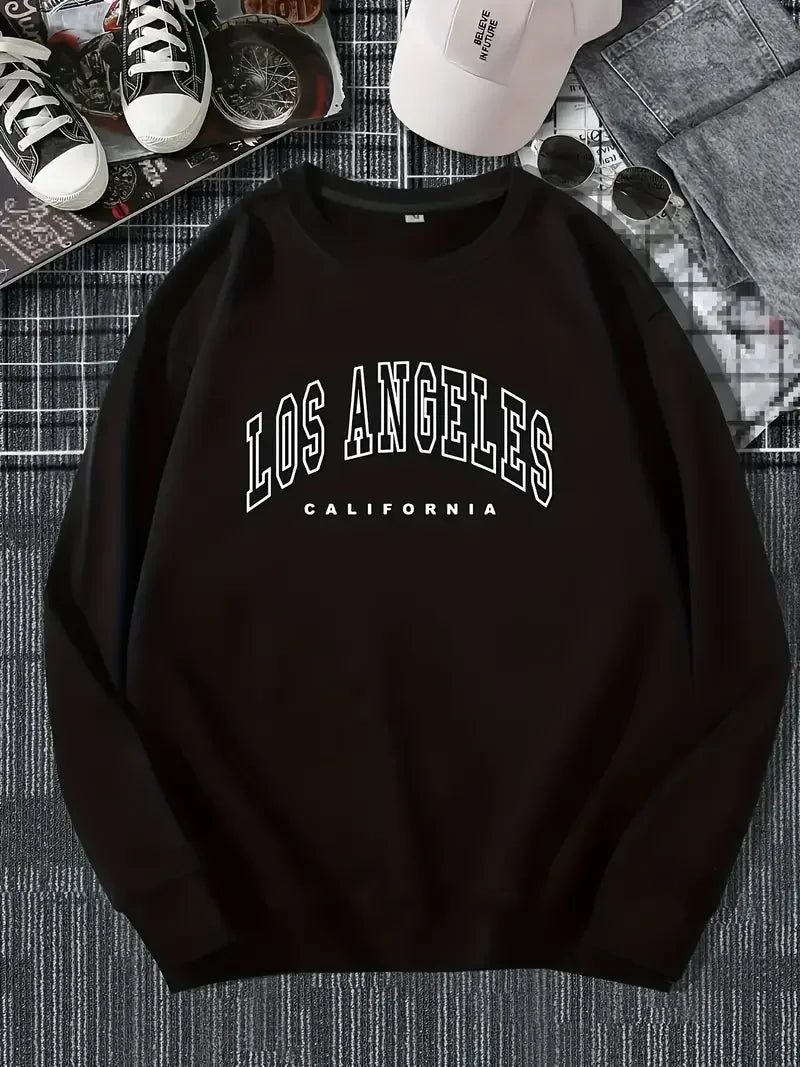 LA Letter Print Pullover Hoodie