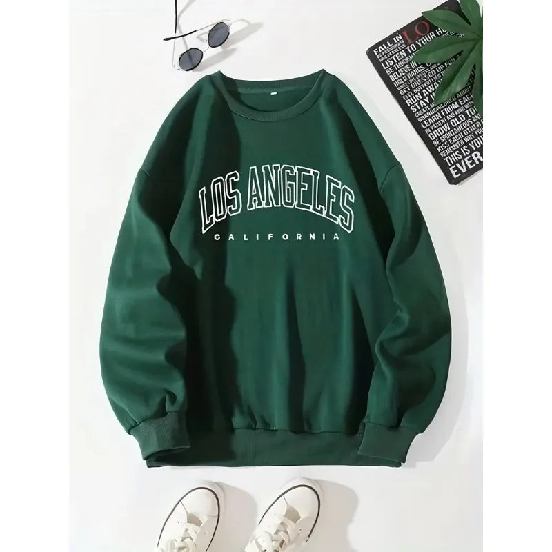 LA Letter Print Pullover Hoodie