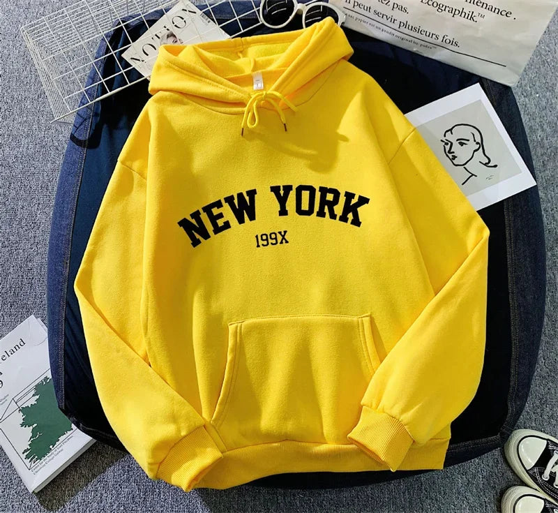 NY Letter Oversized Fleece Hoodie